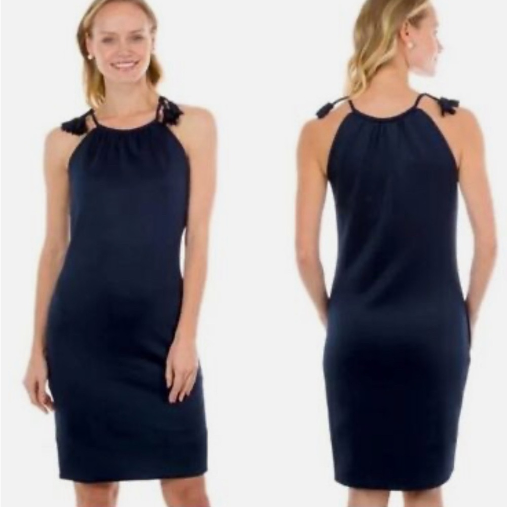Gretchen Scott Black Tie Halter Dress